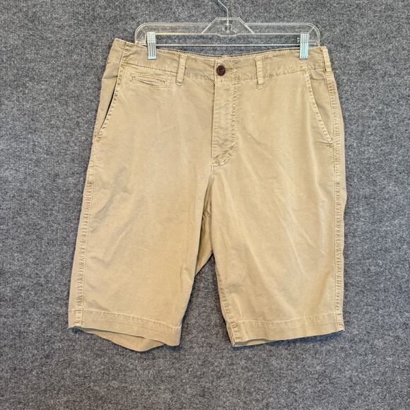 American Eagle Shorts Mens 32 Beige Khaki Extreme Flex Chinos Longer Length - Picture 1 of 8